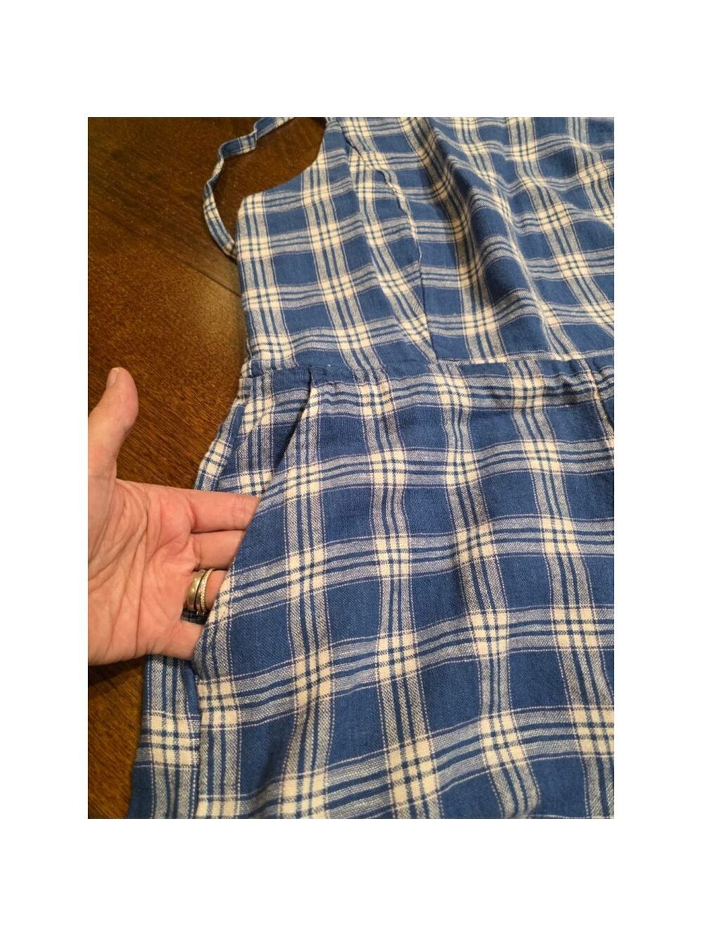 Women's Old Navy Blue White Plaid Cropped Square Neck Jumpsiit size M - Picture 6 of 10